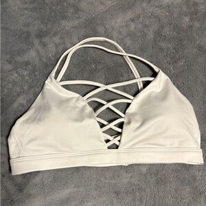 White/Cream Cross Back Strappy Sport Bra